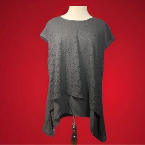 Cato Women’s Black Crochet Lace High-Low Sleeveless Blouse Top Size XL